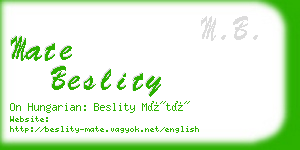 mate beslity business card